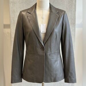 Ecru leather blazer